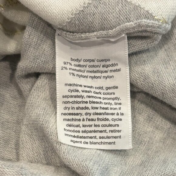 Tommy Hilfiger XL Argyle Sweater Gray Cream Metallic V-Neck Classic Fall Preppy - Picture 5 of 5